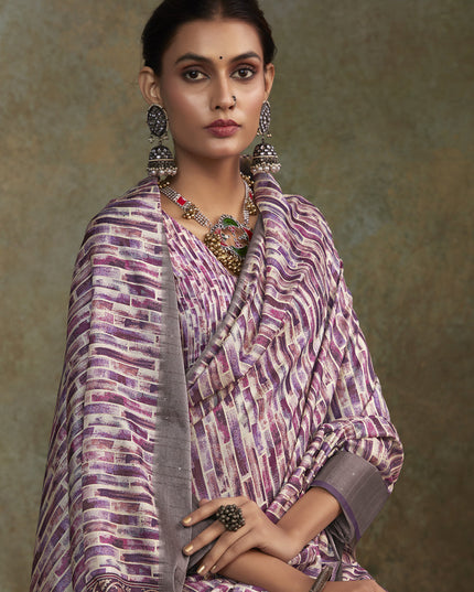 Multicolor Handloom Silk Printed Saree