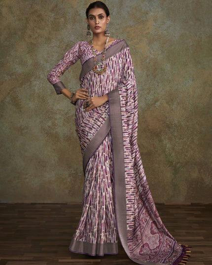 Multicolor Handloom Silk Printed Saree