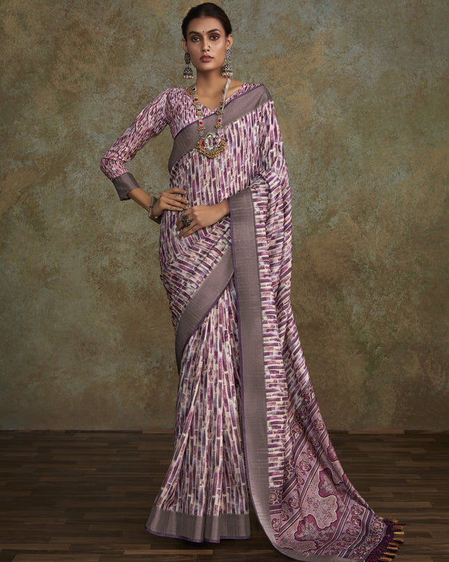 Multicolor Handloom Silk Printed Saree