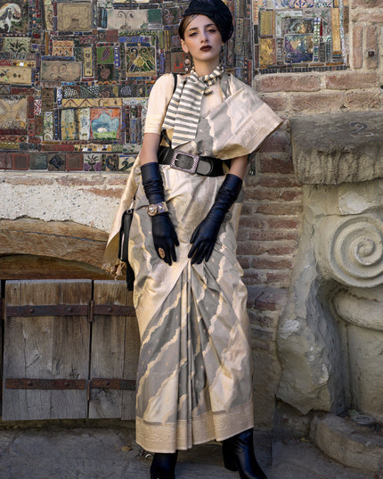 Multicolor Katan Silk Handloom Weaving Saree For Festival