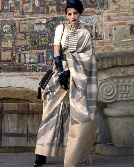 Multicolor Katan Silk Handloom Weaving Saree For Festival