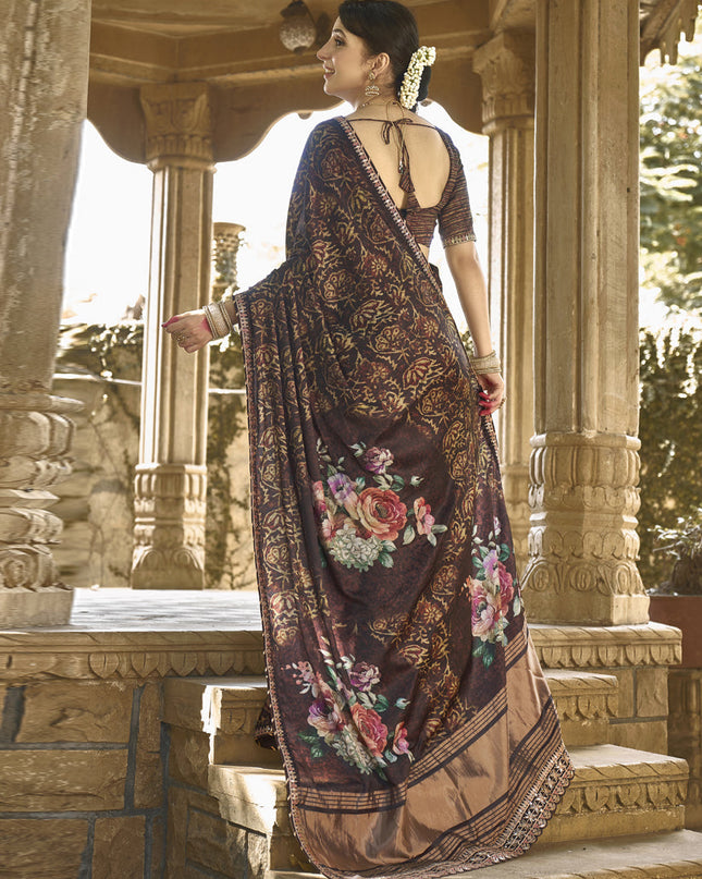 Coffee Brown Gajji Silk Designer Saree for Wedding