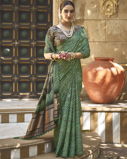 Emerald Green Gajji Silk Designer Saree for Wedding