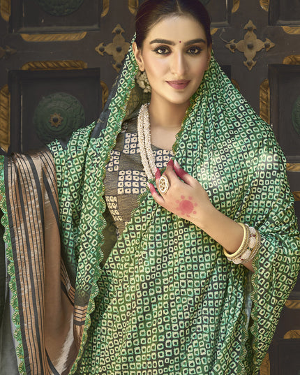 Emerald Green Gajji Silk Designer Saree for Wedding