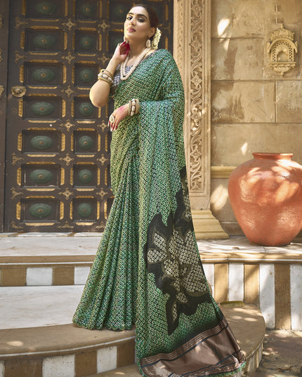 Emerald Green Gajji Silk Designer Saree for Wedding