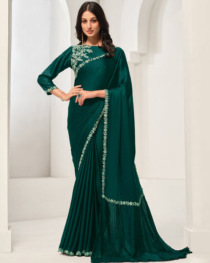 Green Embroidered Designer Saree