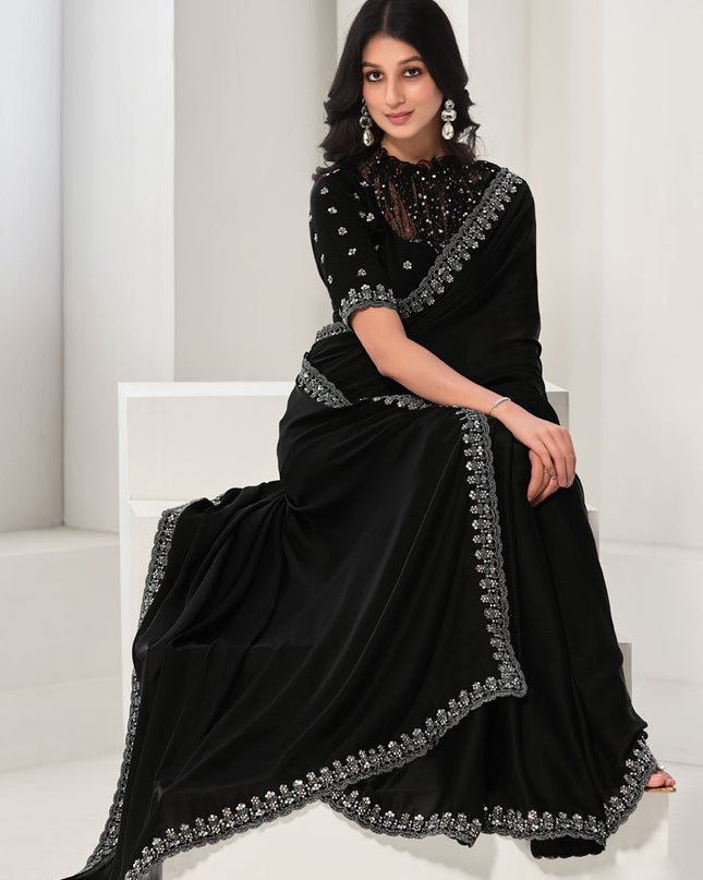 Black Embroidered Designer Saree
