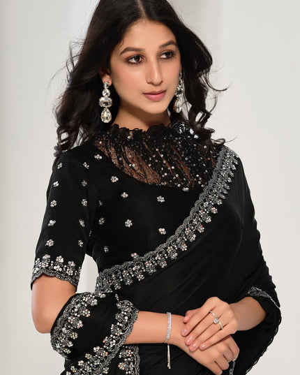 Black Embroidered Designer Saree
