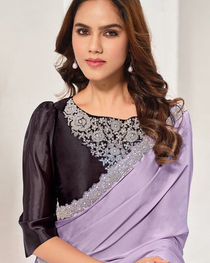 Lavender Embroidered Designer Saree