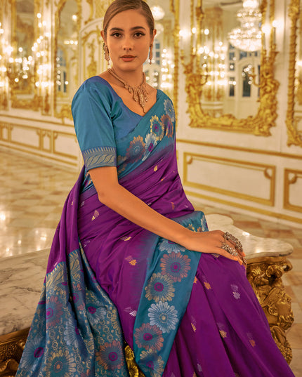 Magenta Banarasi Silk Woven Saree