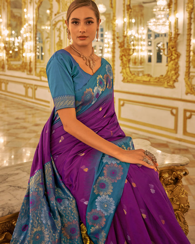 Magenta Banarasi Silk Woven Saree