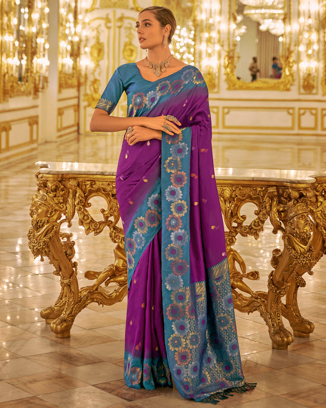 Magenta Banarasi Silk Woven Saree