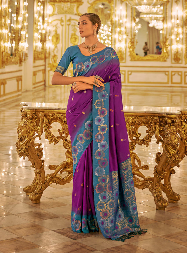 Magenta Banarasi Silk Woven Saree