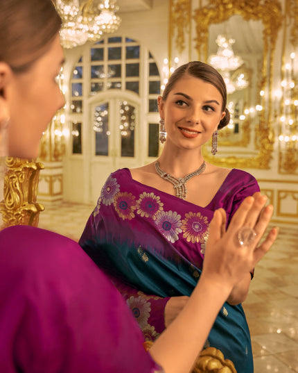 Peacock Blue Banarasi Silk Woven Saree