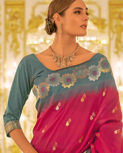 Rani Pink Banarasi Silk Woven Saree