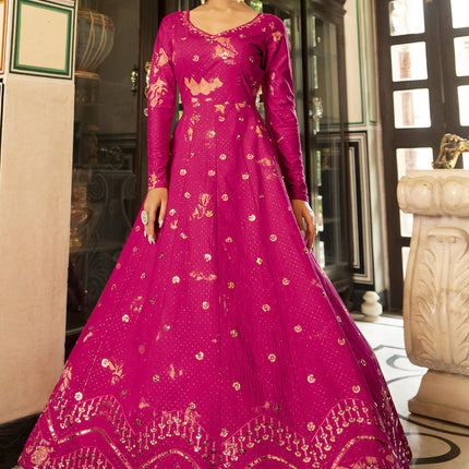 Adorable Fuchsia Cotton Embroidered Gown