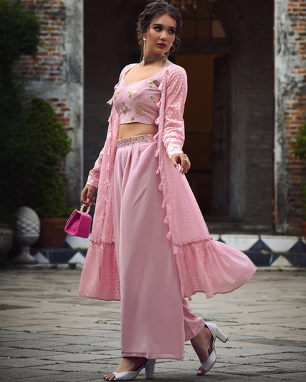 Fascinating Pink Georgette Designer Indowestern