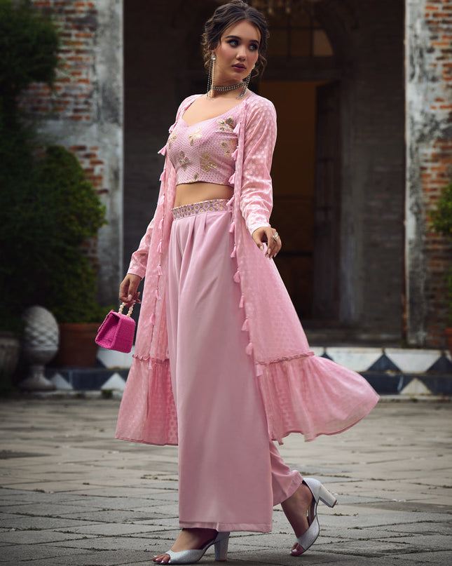Fascinating Pink Georgette Designer Indowestern