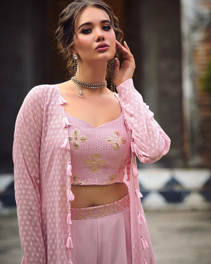 Fascinating Pink Georgette Designer Indowestern