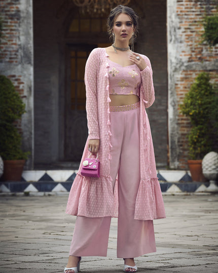 Fascinating Pink Georgette Designer Indowestern