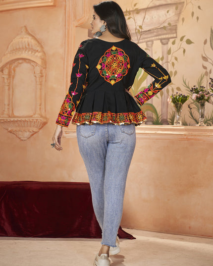 Black Embroidered Festival Tunic