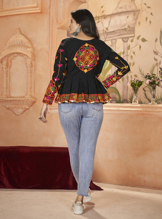Black Embroidered Festival Tunic