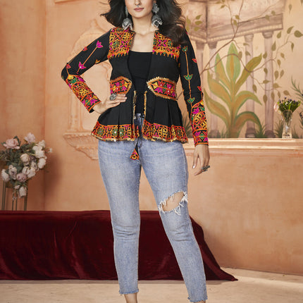 Black Embroidered Festival Tunic