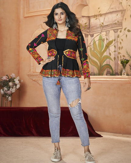 Black Embroidered Festival Tunic
