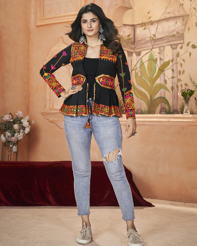Black Embroidered Festival Tunic