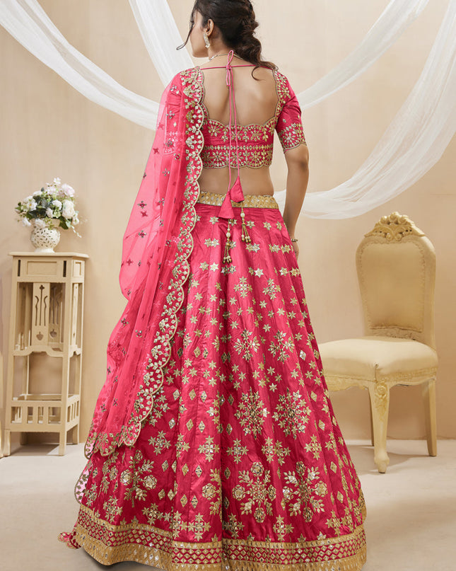 Rani Pink Art Silk Embroidered Lehenga Choli