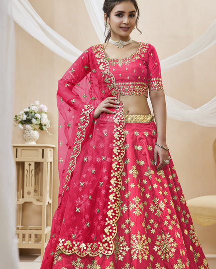 Rani Pink Art Silk Embroidered Lehenga Choli