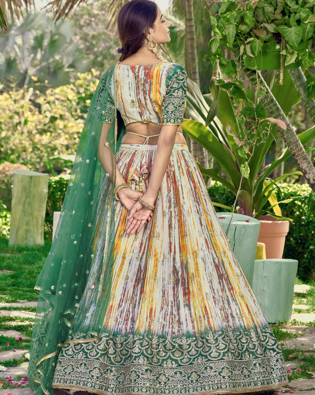 Multicolor Chinnon Digital Print Lehenga Choli