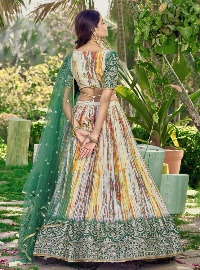 Multicolor Chinnon Digital Print Lehenga Choli