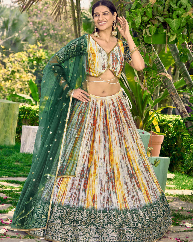 Multicolor Chinnon Digital Print Lehenga Choli