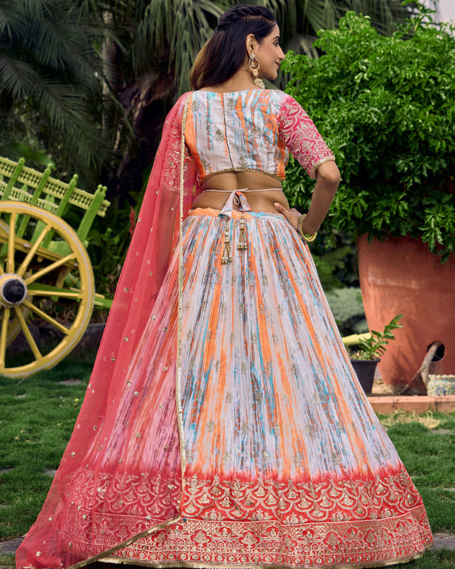Multicolor Chinnon Digital Print Lehenga Choli