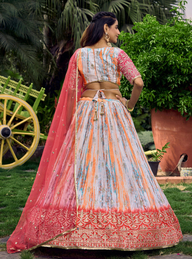 Multicolor Chinnon Digital Print Lehenga Choli