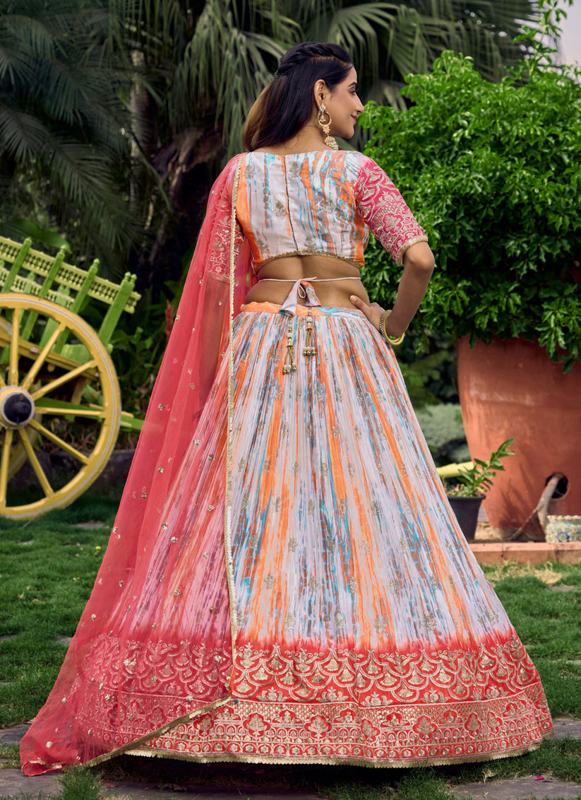 Multicolor Chinnon Digital Print Lehenga Choli