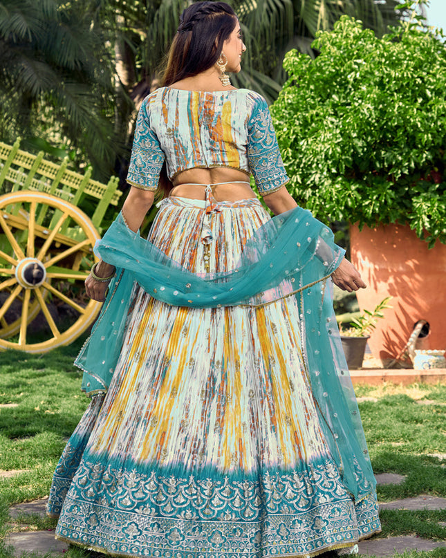 Multicolor Chinnon Digital Print Lehenga Choli