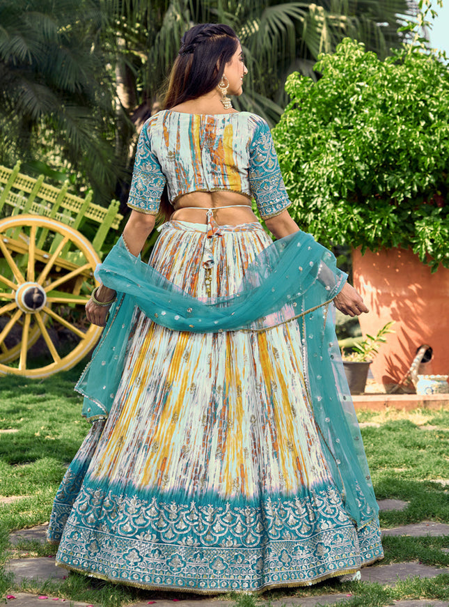Multicolor Chinnon Digital Print Lehenga Choli