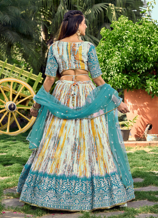 Multicolor Chinnon Digital Print Lehenga Choli