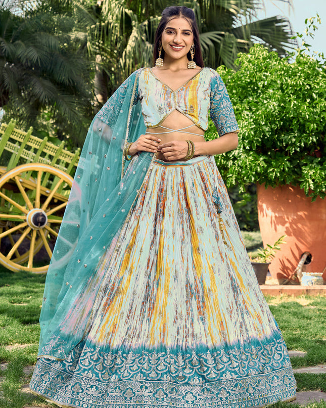 Multicolor Chinnon Digital Print Lehenga Choli
