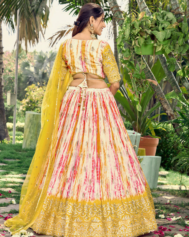 Multicolor Chinnon Digital Print Lehenga Choli