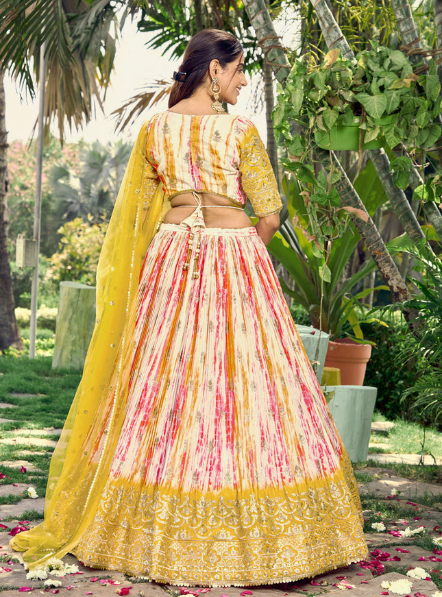 Multicolor Chinnon Digital Print Lehenga Choli