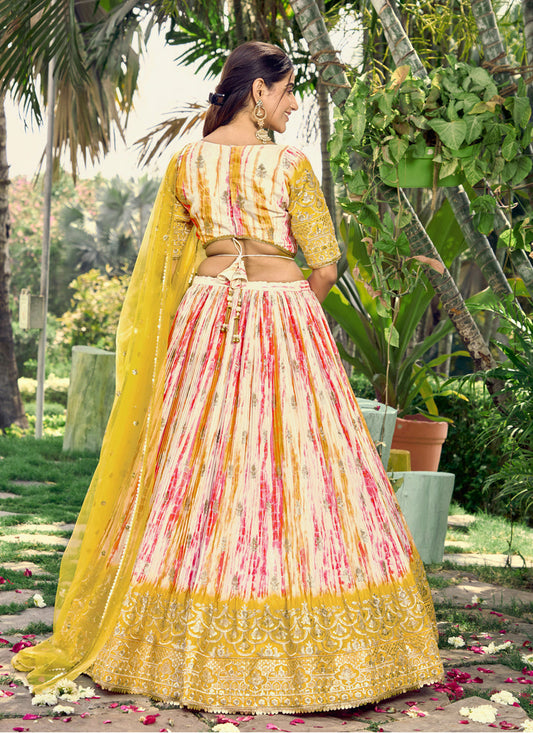 Multicolor Chinnon Digital Print Lehenga Choli
