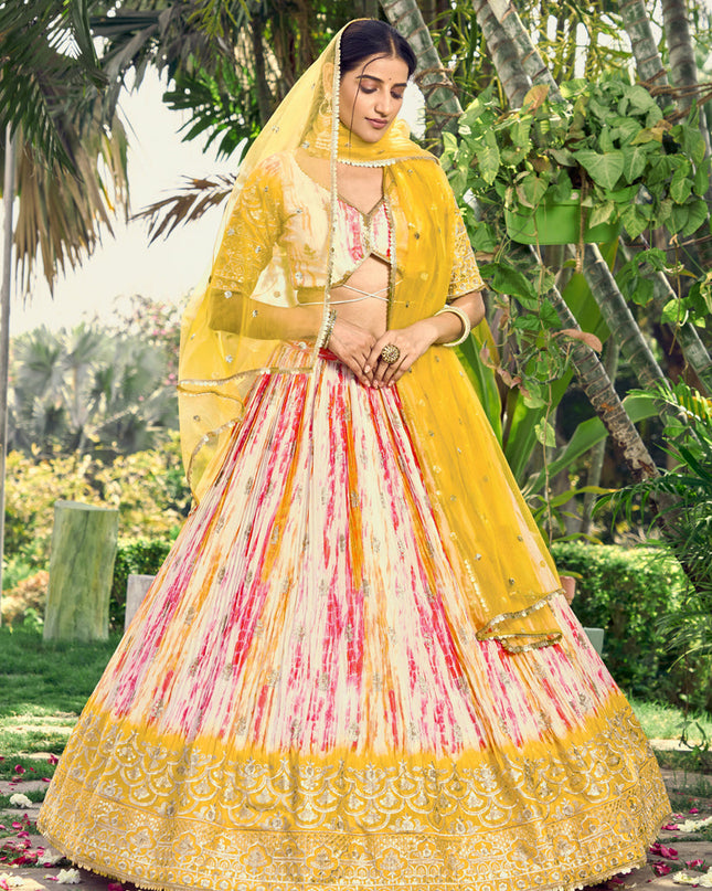 Multicolor Chinnon Digital Print Lehenga Choli