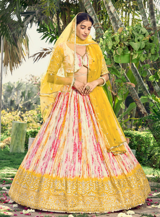 Multicolor Chinnon Digital Print Lehenga Choli