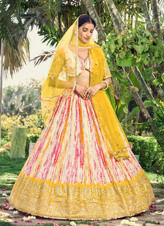Multicolor Chinnon Digital Print Lehenga Choli