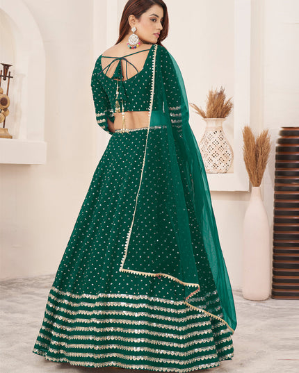 Green Georgette Embroidered Wedding Lehenga Choli Set