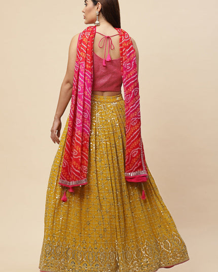 Yellow Heavy Designer Georgette Lehenga Choli