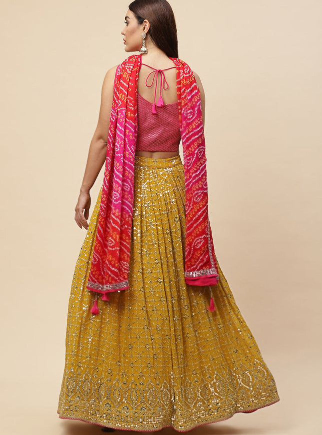 Yellow Heavy Designer Georgette Lehenga Choli